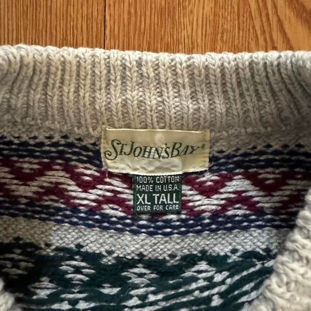 Saint John's Bay Men's Sweatshirt Vintage 90s‎ Grandpa Cozy Size XL Tall - Picture 4 of 6